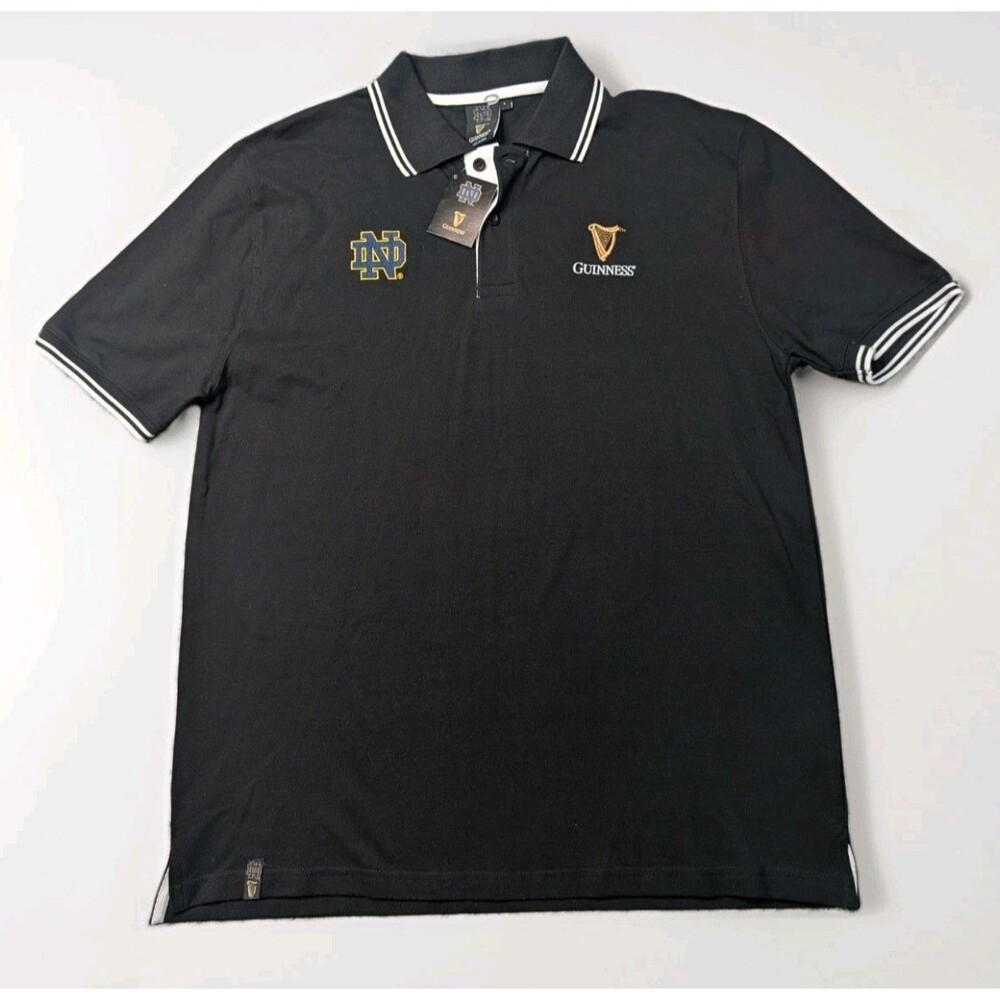 Guinness Notre Dame Fighting Irish Men's Large Black Short Sleeve Polo Shirt NWT